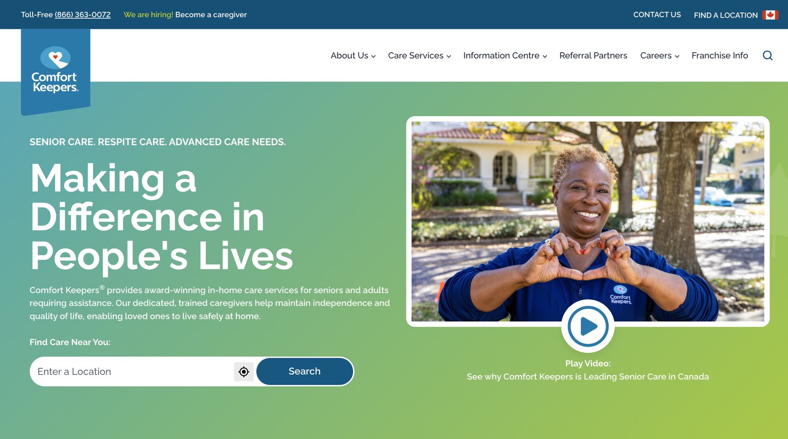 Comfort Keepers website built by Lime
